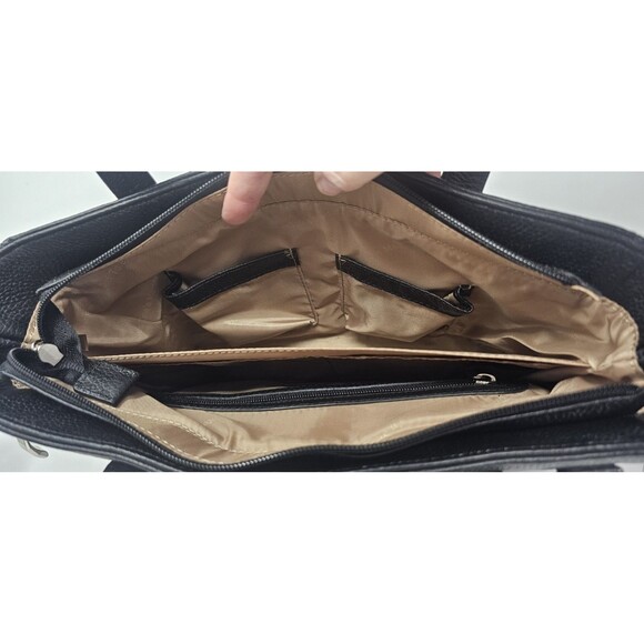 Gun Tote'n Mamas Cargo Pocket Black Leather Conceal Carry Tote Bag Turn Locks - Picture 5 of 16